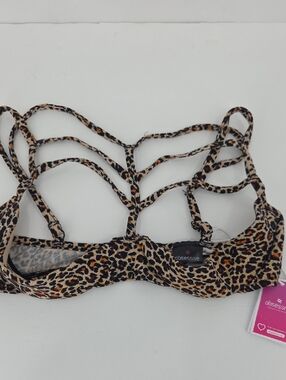 Leopard-Print Strappy Bra - Tan/Black/Orange